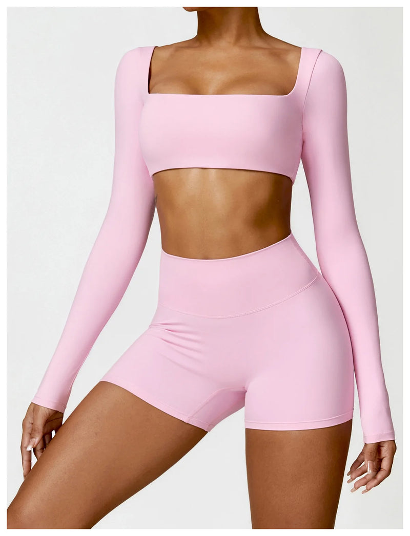 Conjunto de Ginástica de Secagem Rápida Manga comprida roupas de academia