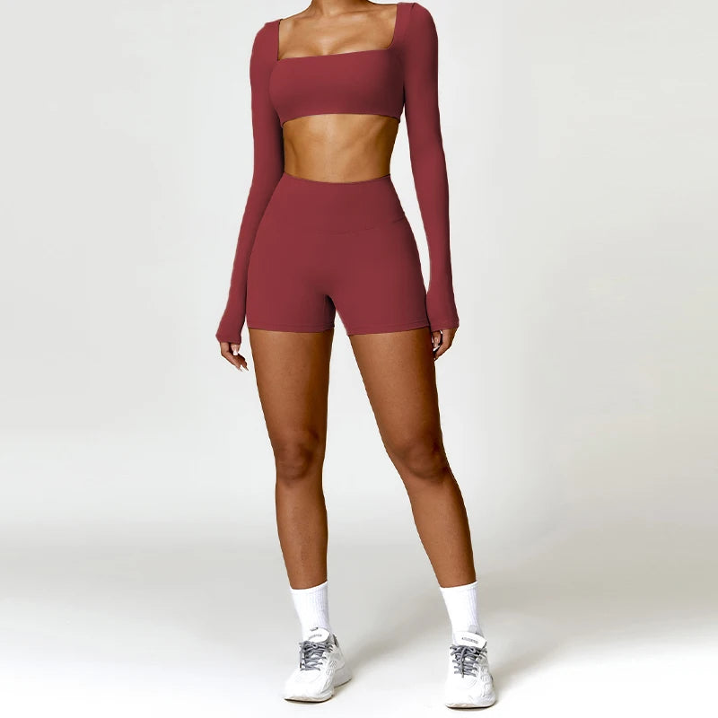 Conjunto de Ginástica de Secagem Rápida Manga comprida roupas de academia
